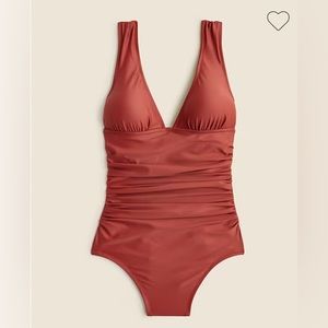NWT J. Crew Long-torso ruched V-neck one-piece